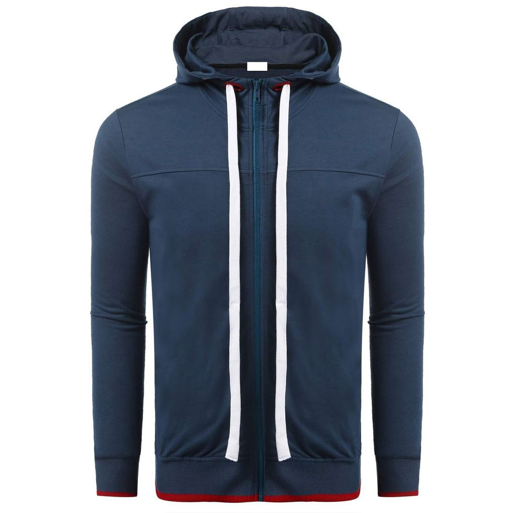 Dark Blue Men's Drawstring Long Sleeve Zip Casual Hoodie Dark Blue Men's Drawstring Long Sleeve Zip Casual Hoodie
