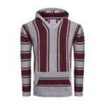 Red Men's Hooded Knit Casual Pullover Sweater